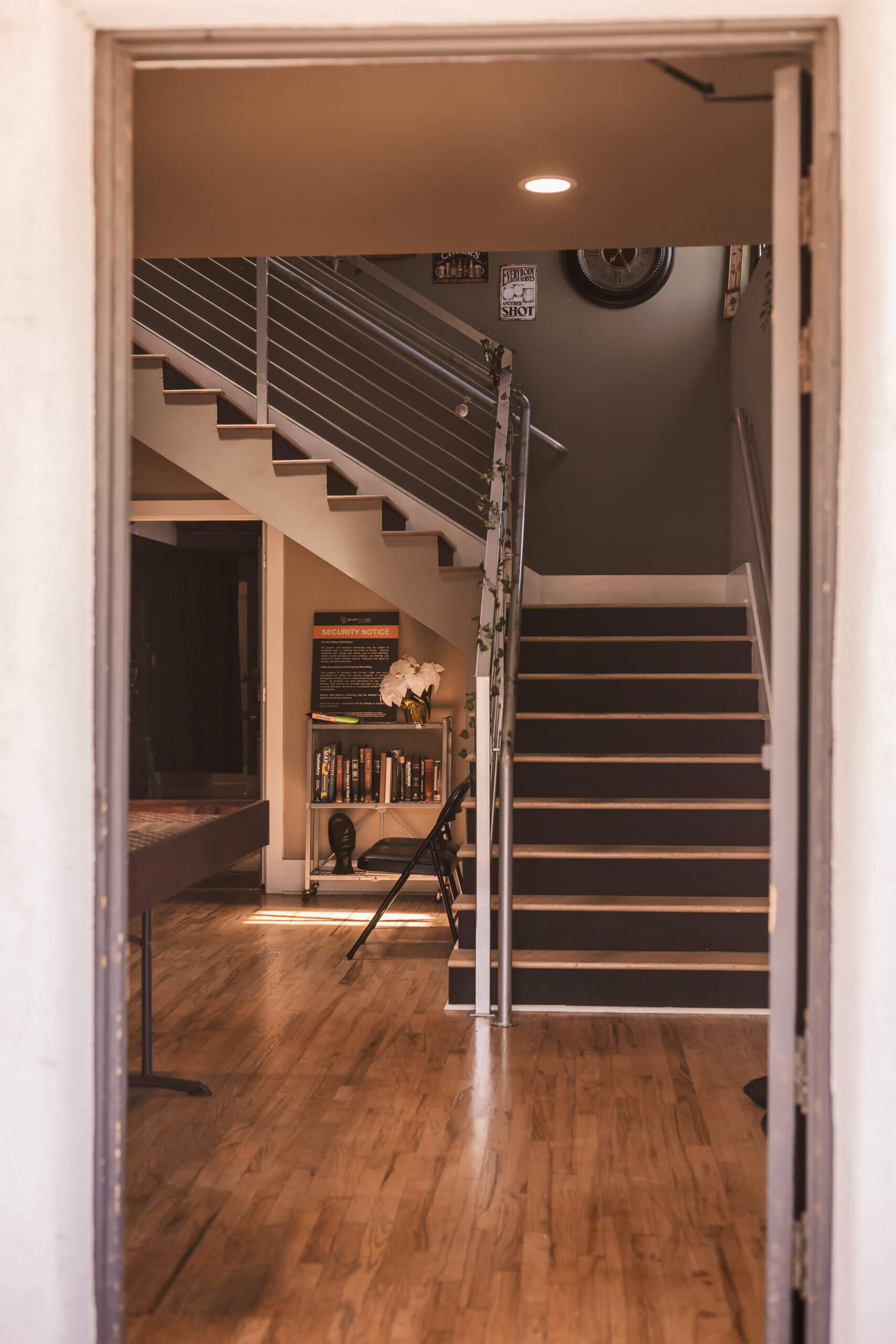 Photo showing that 726 Studios is two levels, and has two floors to rent at their creative event venue space.