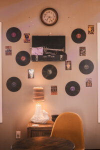 Phoenix-Studio-Event-Rental-Bar-Lounge-8 Wall showing vintage vibes at The Intern lounge, located inside 726 Studios in the Roosevelt Historic district.